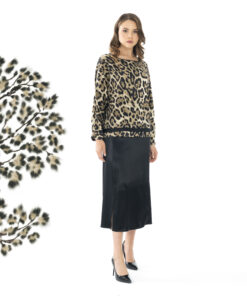 14055 Bluz Leopar 24025 Etek Siyah